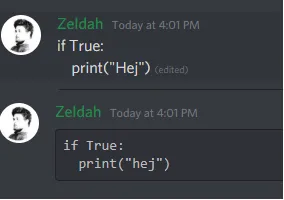 Exempel formaterad text i discord.